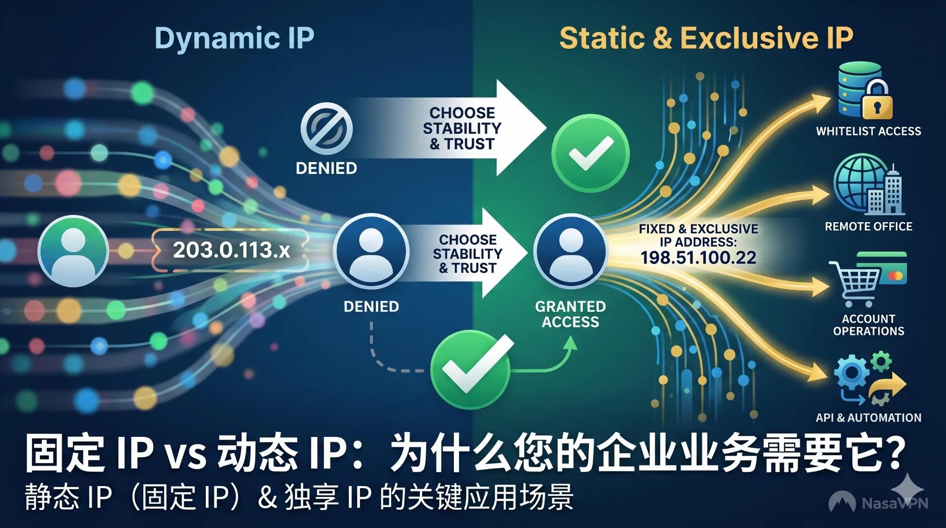 静态 IP 与固定 IP 是什么：企业应用场景全解析 - NasaVPN