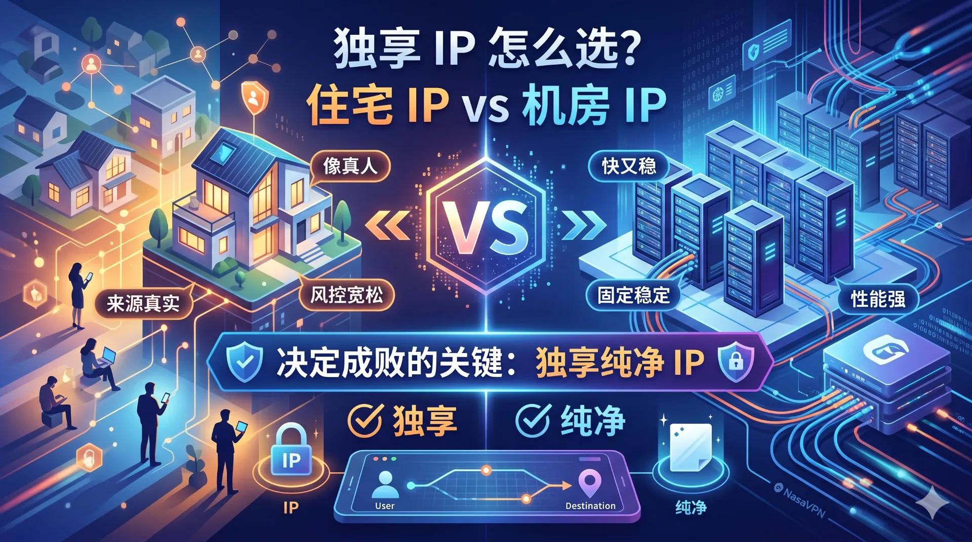 住宅 IP 和机房 IP 区别:独享纯净 IP 怎么选 | NasaVPN - NasaVPN
